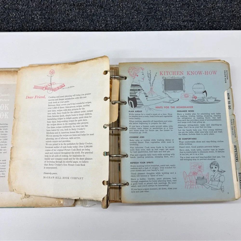 Betty Crocker's New Picture Cook Book 1961 First Edition 5-Ring Binder Vintage